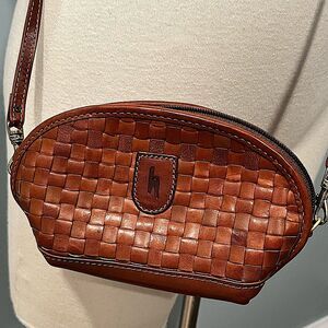 Vintage Hartmann By Lombardo Small Woven Brown Leather Crossbody Bag